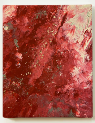 Custom Wall Decor | Sage, Red, Cream & Gold Flake